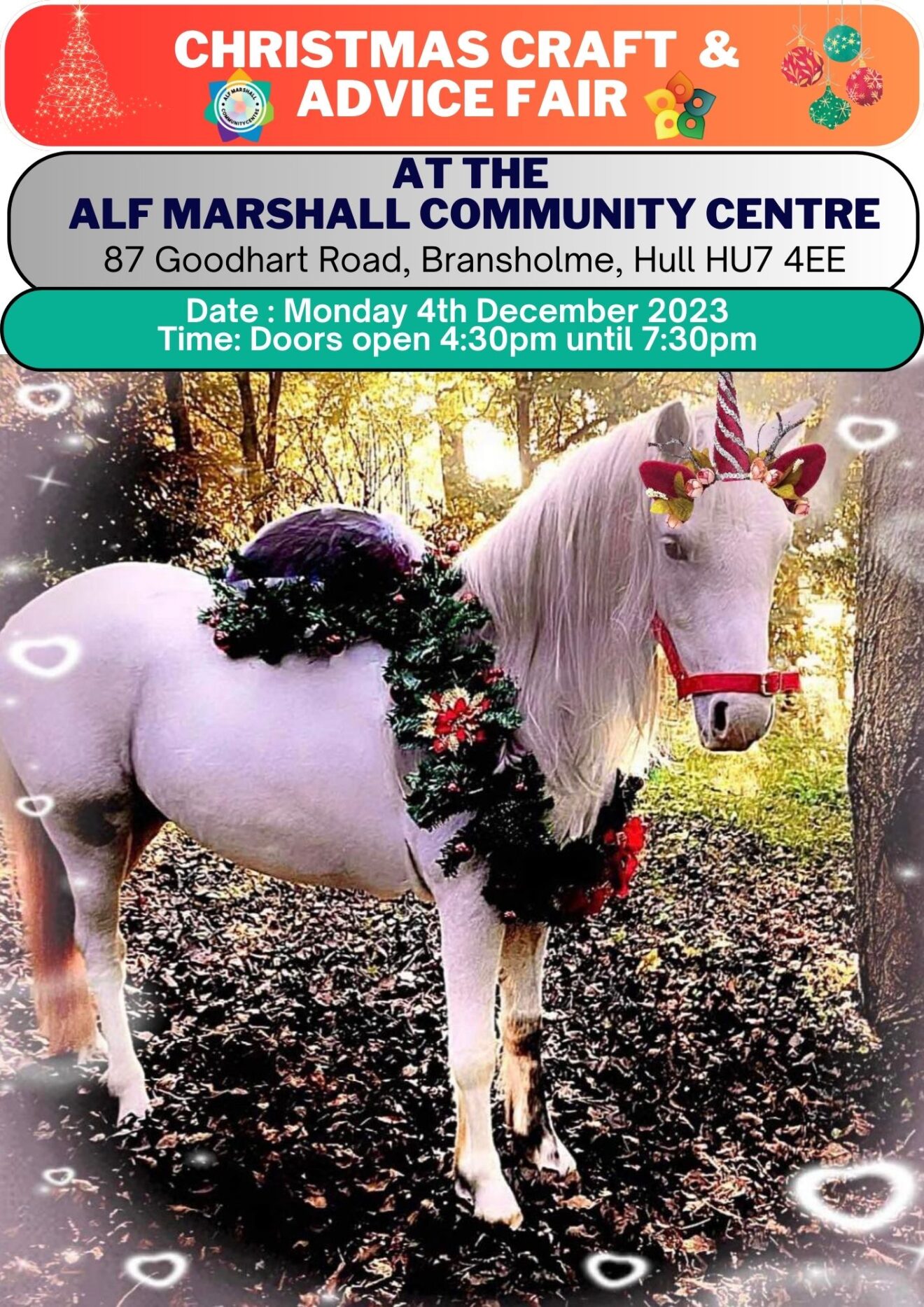 04.12.23 -Christmas Craft and Advice Fair at the Alf Marshall Community Centre!
