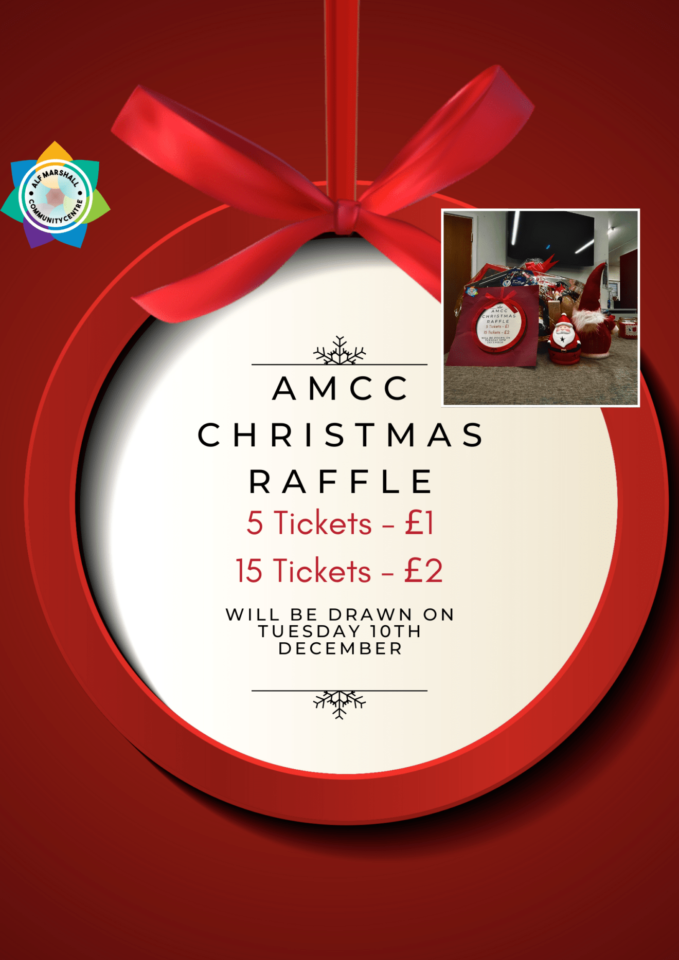 Help us raise vital funds by joining in on the Alf Marshall Centre's Christmas Raffle!