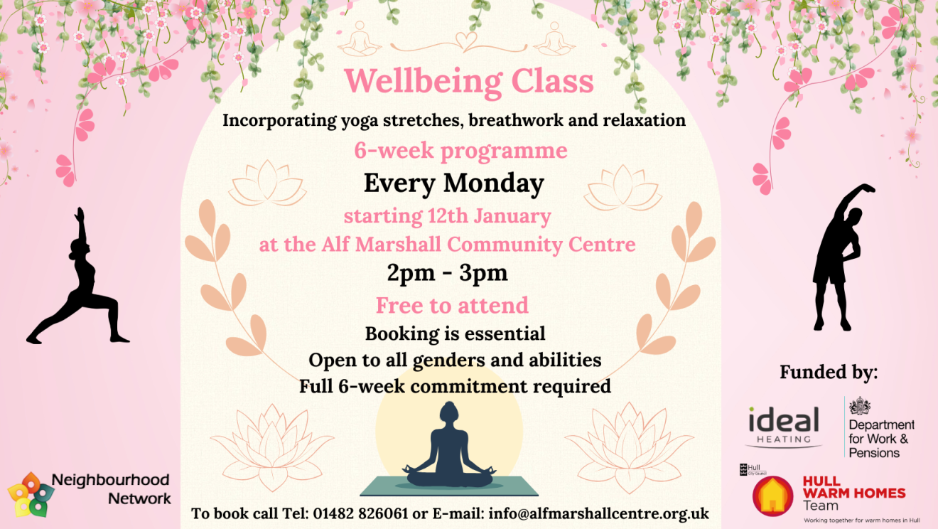 Wellbeing sessions re-start at the Alf Marshall Centre!