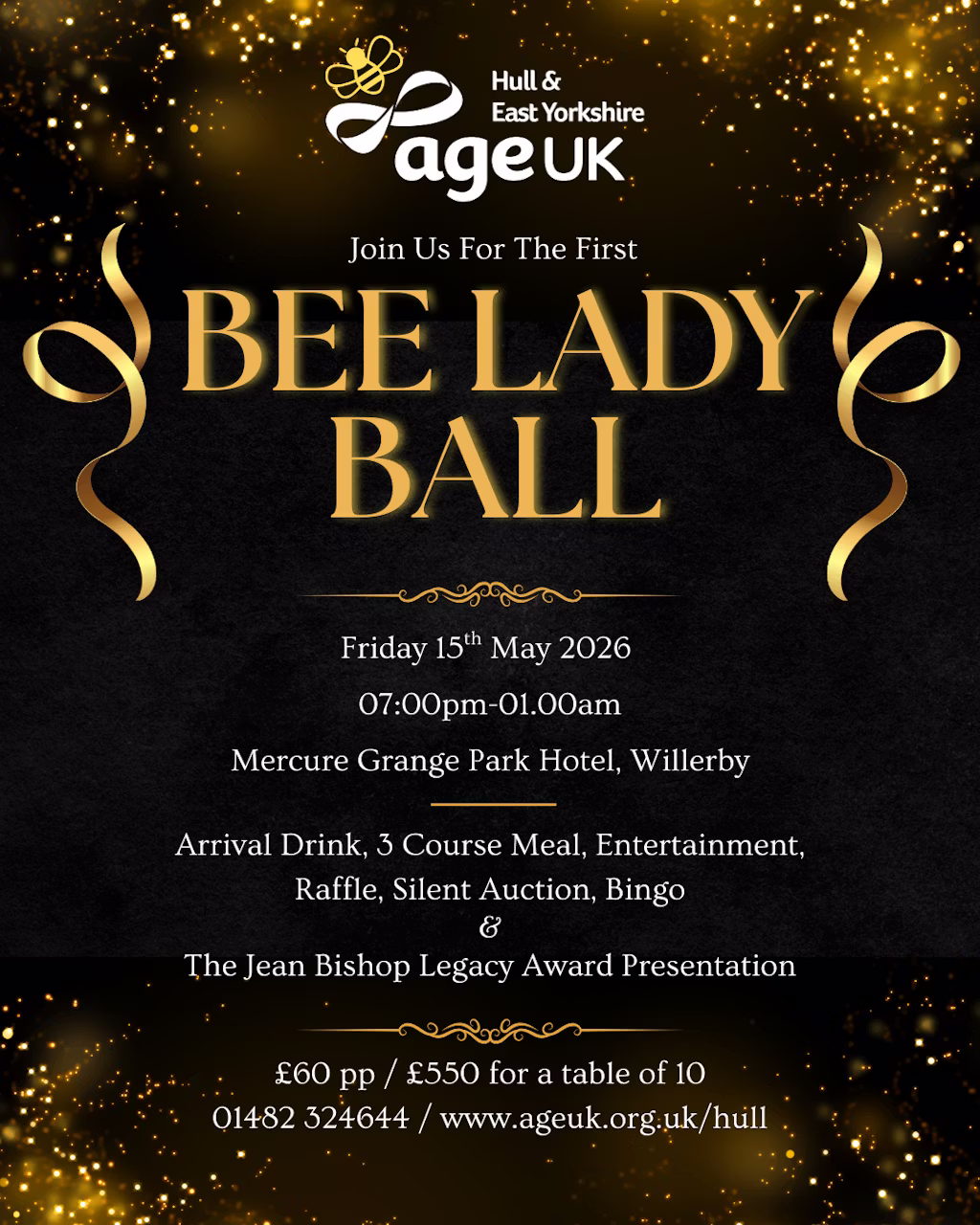 Invitation to the Age UK Hull & East Yorkshire Bee Lady Ball