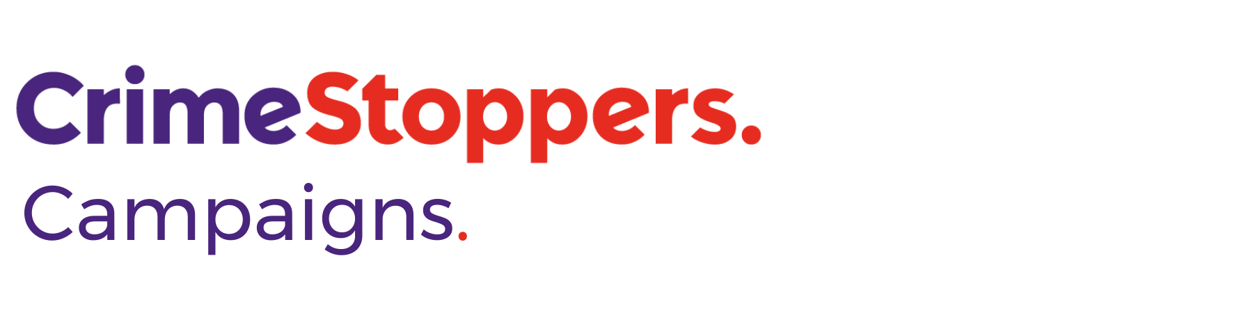 CrimeStoppers Campaigns logo with 'Crime' in purple and 'Stoppers' in red.