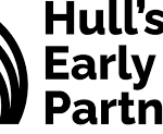 Hull's Early Help Partnership logo with three abstract people inside concentric circular arcs and bold text