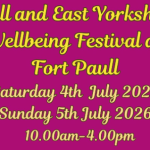 Poster announcing Hull and East Yorkshire Wellbeing Festival at Fort Paull, July 4–5, 2026, 10:00 am–4:00 pm.