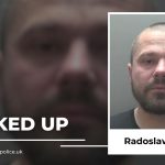 Mugshot-style graphic featuring a photo of Radoslaw Golec with 'LOCKED UP' text and Humberside Police branding at left.